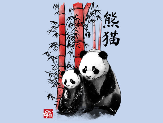 Panda And Cub Sumi-e