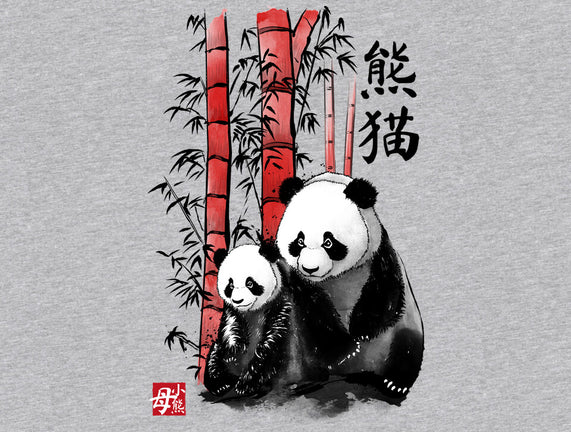 Panda And Cub Sumi-e