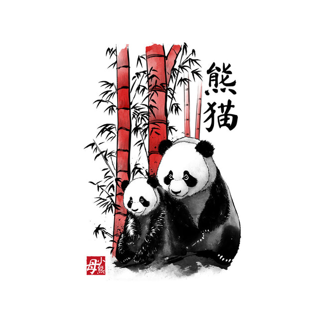 Panda And Cub Sumi-e-Womens-Basic-Tee-DrMonekers