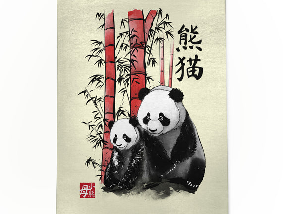 Panda And Cub Sumi-e
