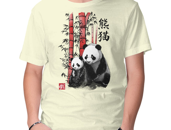 Panda And Cub Sumi-e