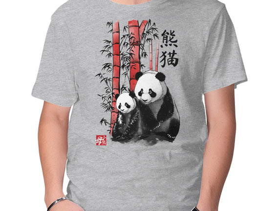 Panda And Cub Sumi-e