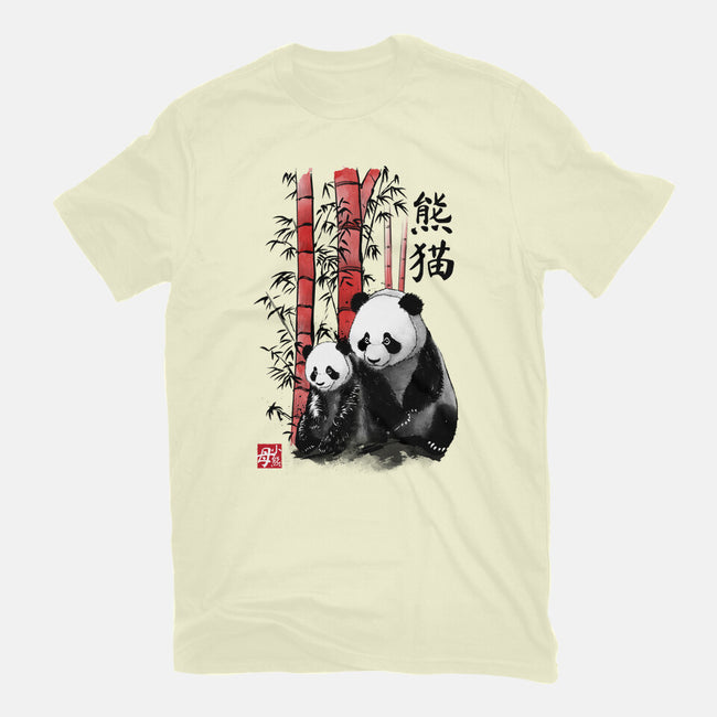 Panda And Cub Sumi-e-Mens-Basic-Tee-DrMonekers