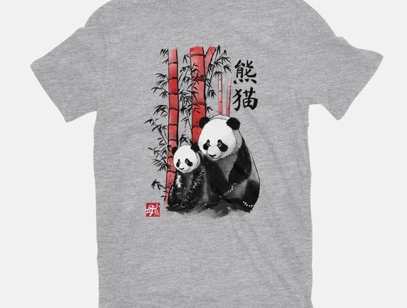 Panda And Cub Sumi-e