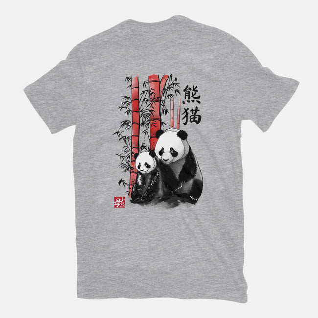 Panda And Cub Sumi-e-Mens-Basic-Tee-DrMonekers