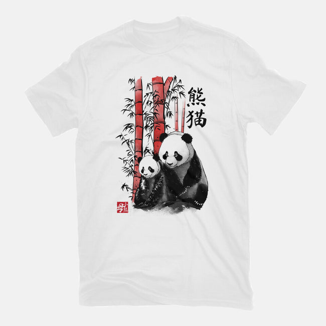 Panda And Cub Sumi-e-Mens-Basic-Tee-DrMonekers