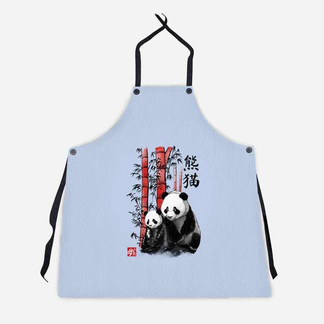 Panda And Cub Sumi-e-Unisex-Kitchen-Apron-DrMonekers