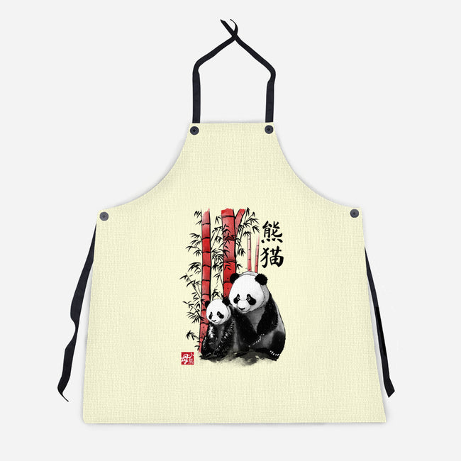 Panda And Cub Sumi-e-Unisex-Kitchen-Apron-DrMonekers