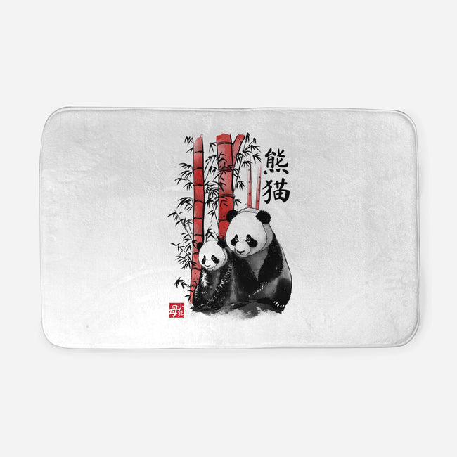 Panda And Cub Sumi-e-None-Memory Foam-Bath Mat-DrMonekers