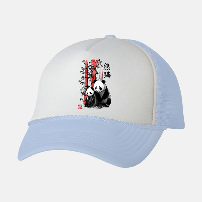 Panda And Cub Sumi-e-Unisex-Trucker-Hat-DrMonekers