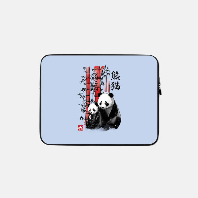 Panda And Cub Sumi-e-None-Zippered-Laptop Sleeve-DrMonekers