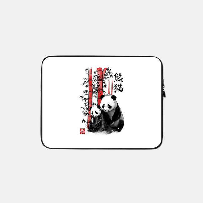 Panda And Cub Sumi-e-None-Zippered-Laptop Sleeve-DrMonekers