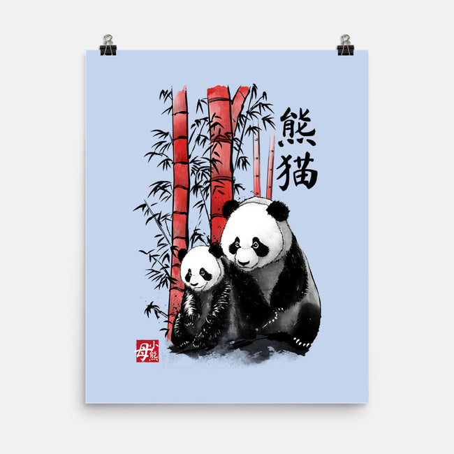 Panda And Cub Sumi-e-None-Matte-Poster-DrMonekers