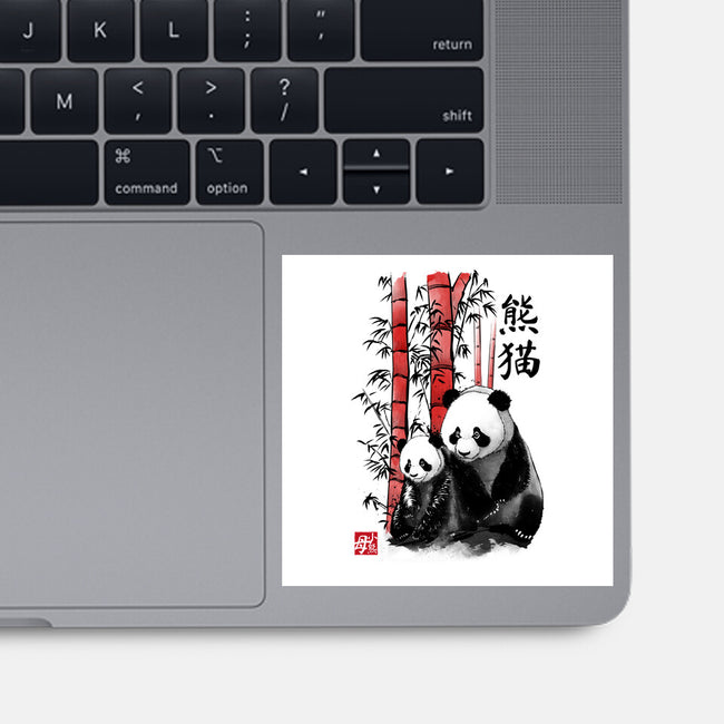 Panda And Cub Sumi-e-None-Glossy-Sticker-DrMonekers