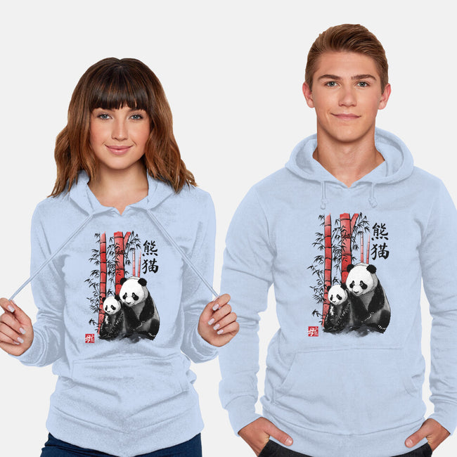 Panda And Cub Sumi-e-Unisex-Pullover-Sweatshirt-DrMonekers
