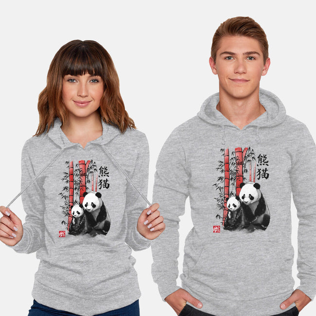 Panda And Cub Sumi-e-Unisex-Pullover-Sweatshirt-DrMonekers