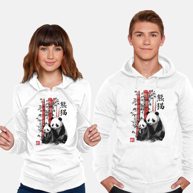 Panda And Cub Sumi-e-Unisex-Pullover-Sweatshirt-DrMonekers
