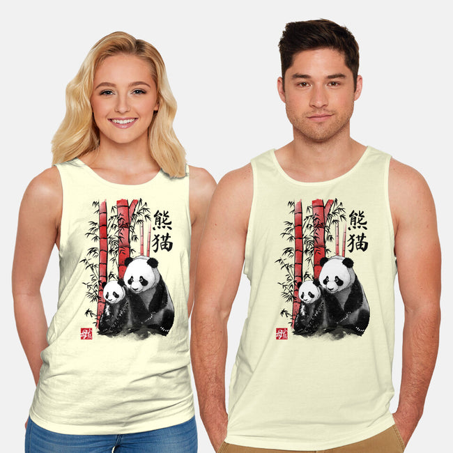 Panda And Cub Sumi-e-Unisex-Basic-Tank-DrMonekers