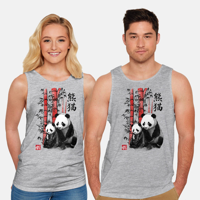 Panda And Cub Sumi-e-Unisex-Basic-Tank-DrMonekers
