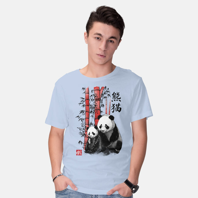 Panda And Cub Sumi-e-Mens-Basic-Tee-DrMonekers