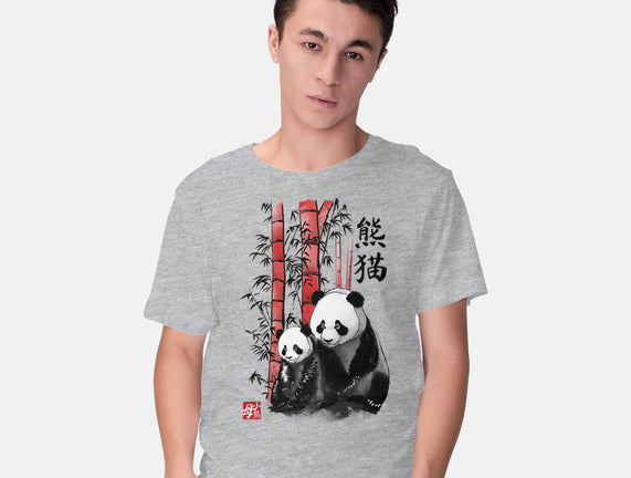 Panda And Cub Sumi-e