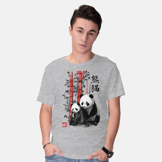Panda And Cub Sumi-e-Mens-Basic-Tee-DrMonekers
