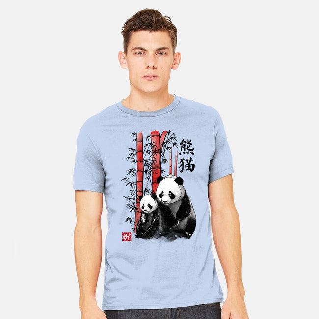 Panda And Cub Sumi-e-Mens-Heavyweight-Tee-DrMonekers