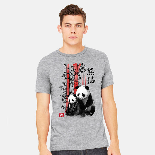 Panda And Cub Sumi-e-Mens-Heavyweight-Tee-DrMonekers