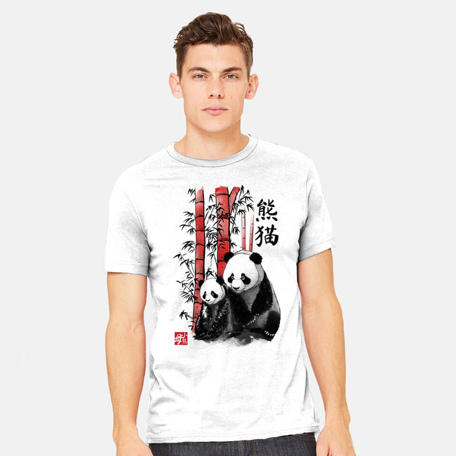 Panda And Cub Sumi-e-Mens-Heavyweight-Tee-DrMonekers