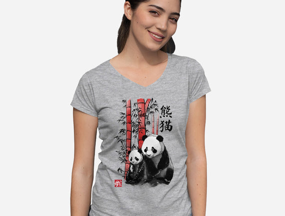 Panda And Cub Sumi-e