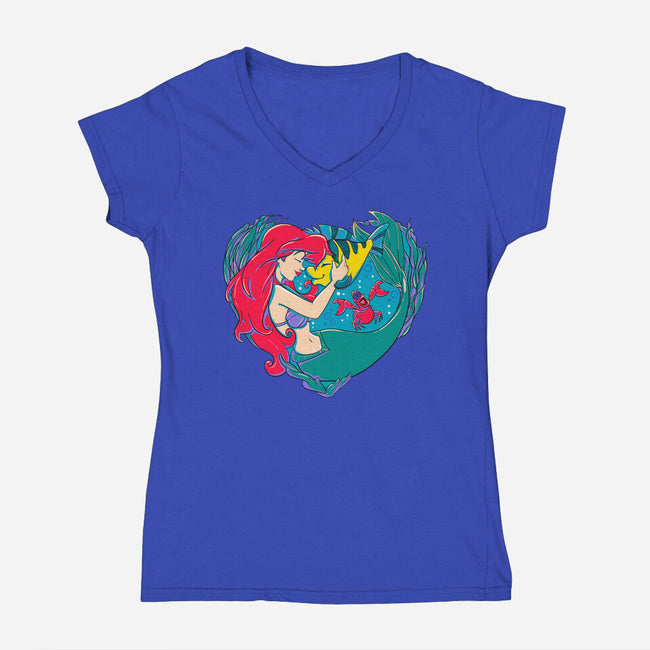 Mermaid Love-Womens-V-Neck-Tee-ellr