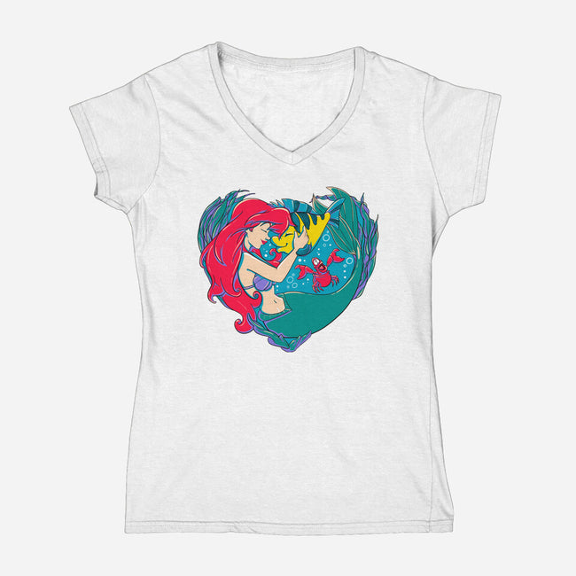 Mermaid Love-Womens-V-Neck-Tee-ellr