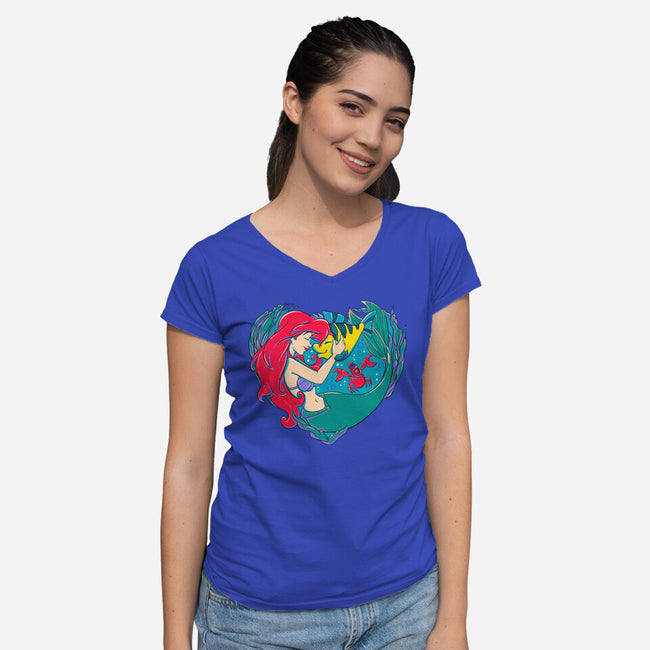 Mermaid Love-Womens-V-Neck-Tee-ellr