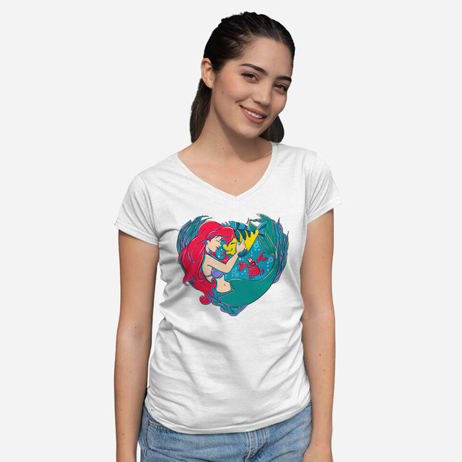 Mermaid Love-Womens-V-Neck-Tee-ellr