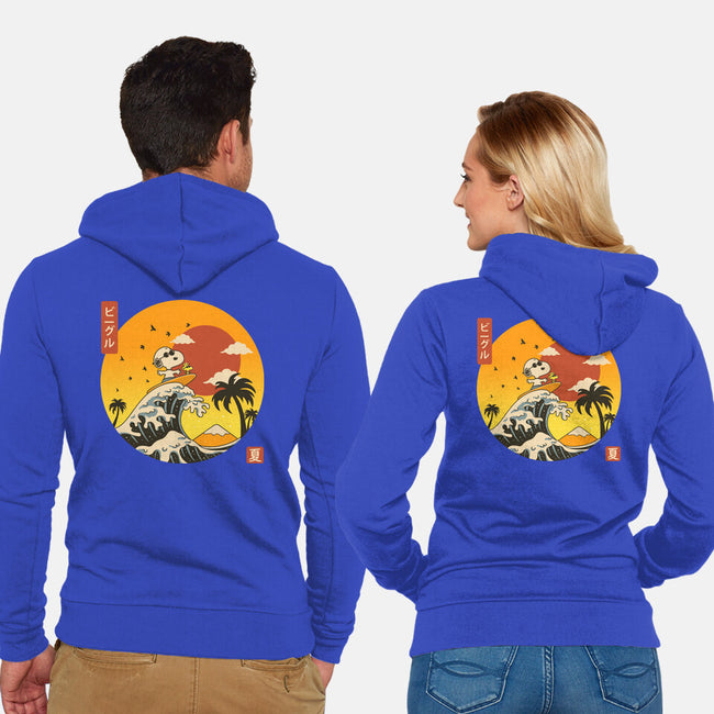 The Great Beagle Off Kanagawa-Unisex-Zip-Up-Sweatshirt-retrodivision