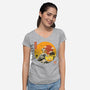 The Great Beagle Off Kanagawa-Womens-V-Neck-Tee-retrodivision