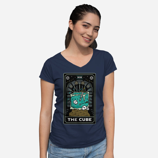 The Cube Tarot Card-Womens-V-Neck-Tee-Logozaste