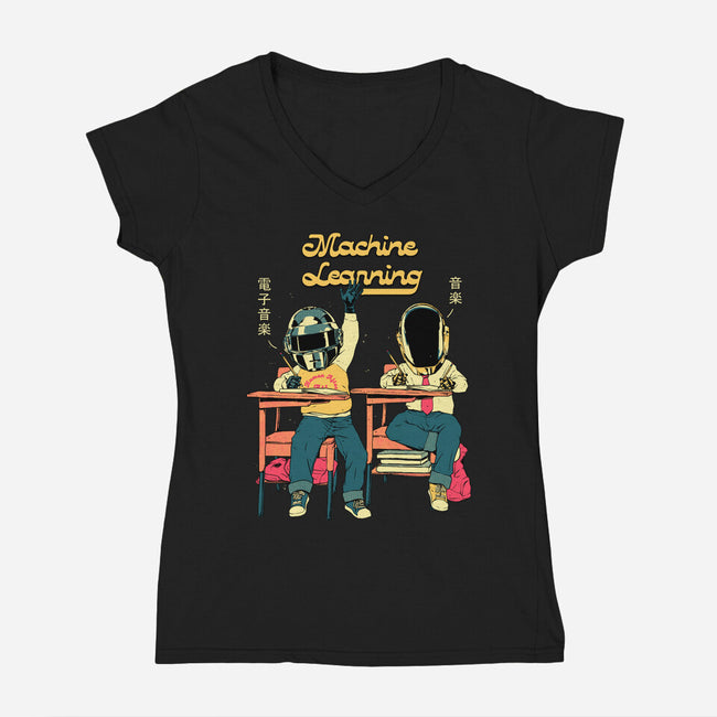 Robot Learning-Womens-V-Neck-Tee-Hafaell