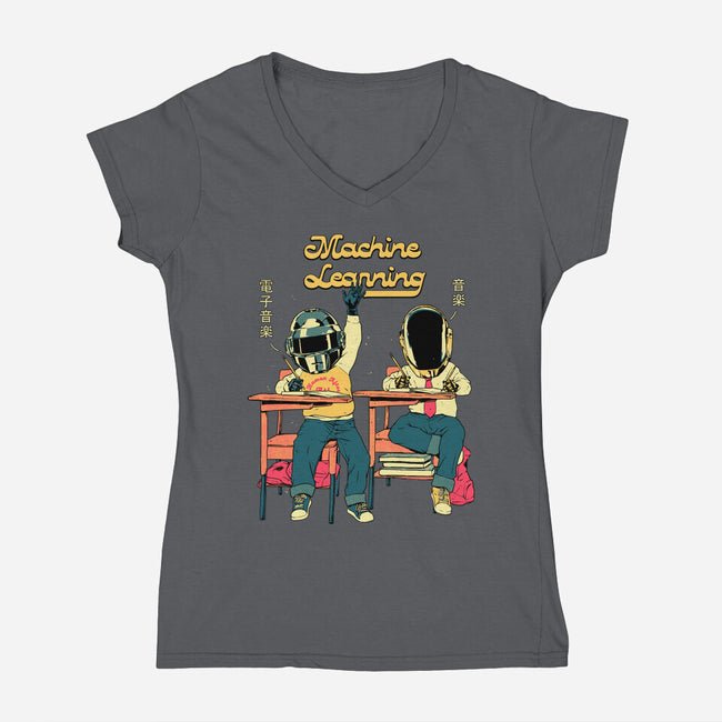 Robot Learning-Womens-V-Neck-Tee-Hafaell