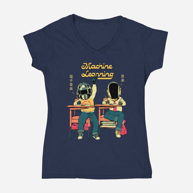 Robot Learning-Womens-V-Neck-Tee-Hafaell
