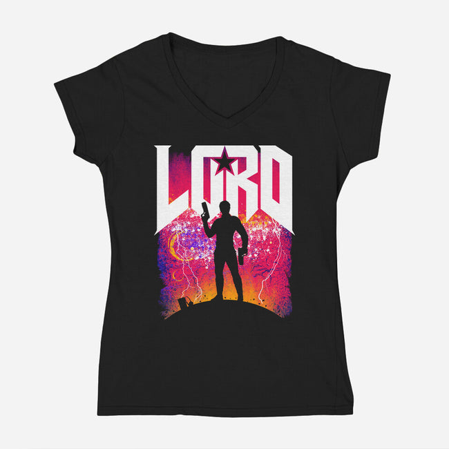 Star Lord-Womens-V-Neck-Tee-rocketman_art