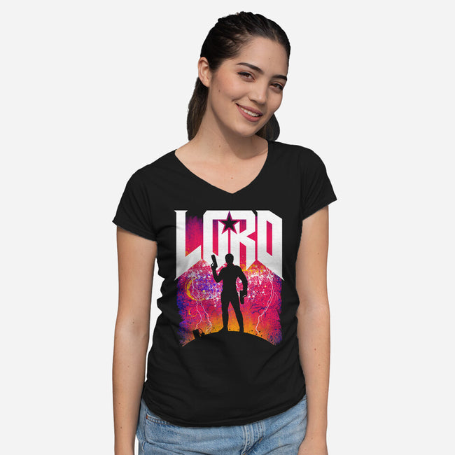 Star Lord-Womens-V-Neck-Tee-rocketman_art
