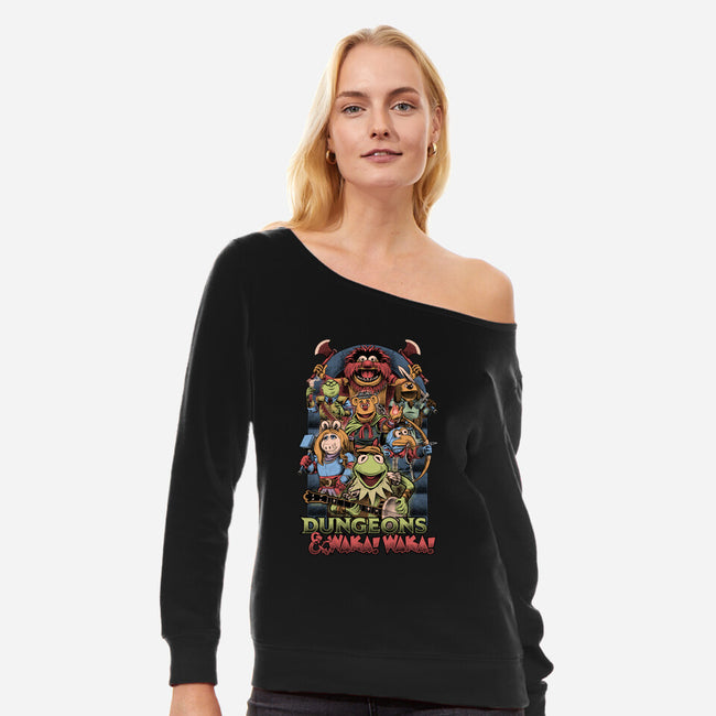 Dungeons And Waka Waka-Womens-Off Shoulder-Sweatshirt-Studio Mootant