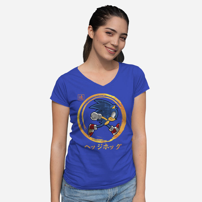 Quick Hedgehog-Womens-V-Neck-Tee-Andriu