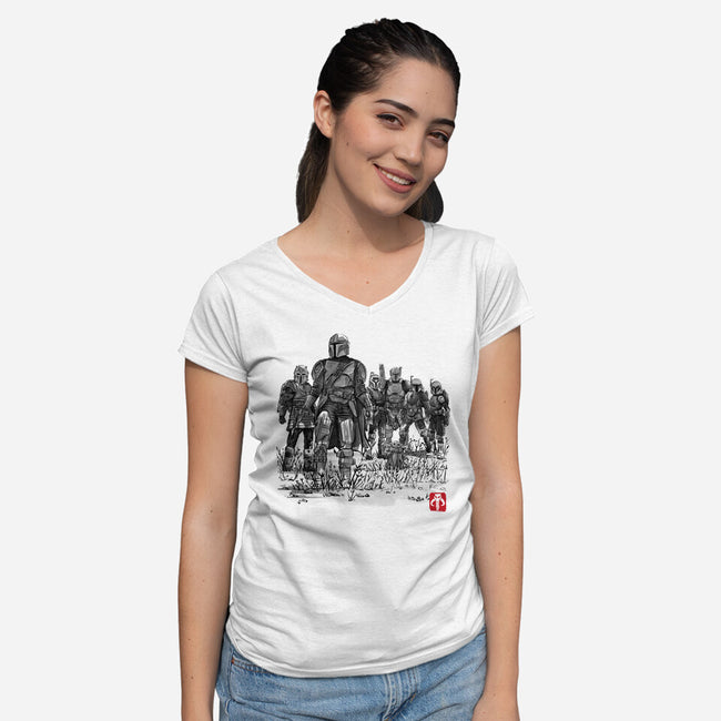 Seven Mandalorians-Womens-V-Neck-Tee-DrMonekers