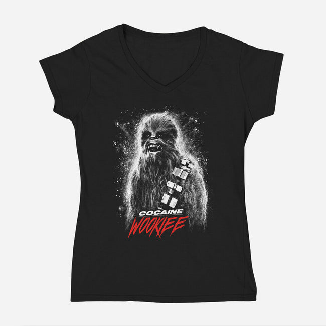 Cocaine Wookiee-Womens-V-Neck-Tee-CappO