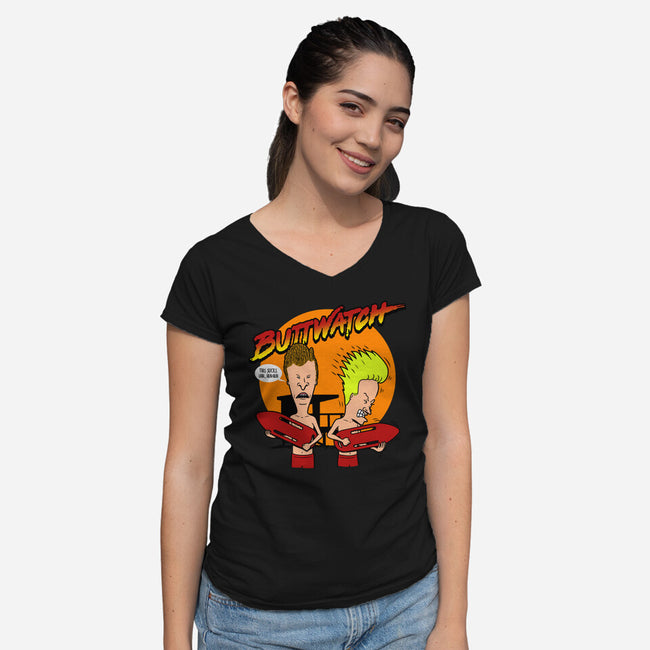 Buttwatch-Womens-V-Neck-Tee-Boggs Nicolas