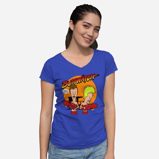 Buttwatch-Womens-V-Neck-Tee-Boggs Nicolas
