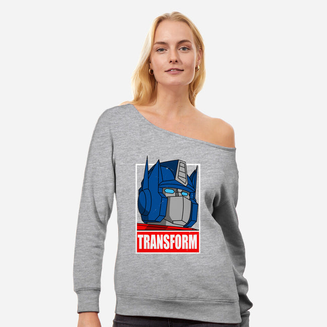 Obey And Transform-Womens-Off Shoulder-Sweatshirt-Boggs Nicolas