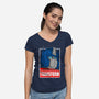 Obey And Transform-Womens-V-Neck-Tee-Boggs Nicolas